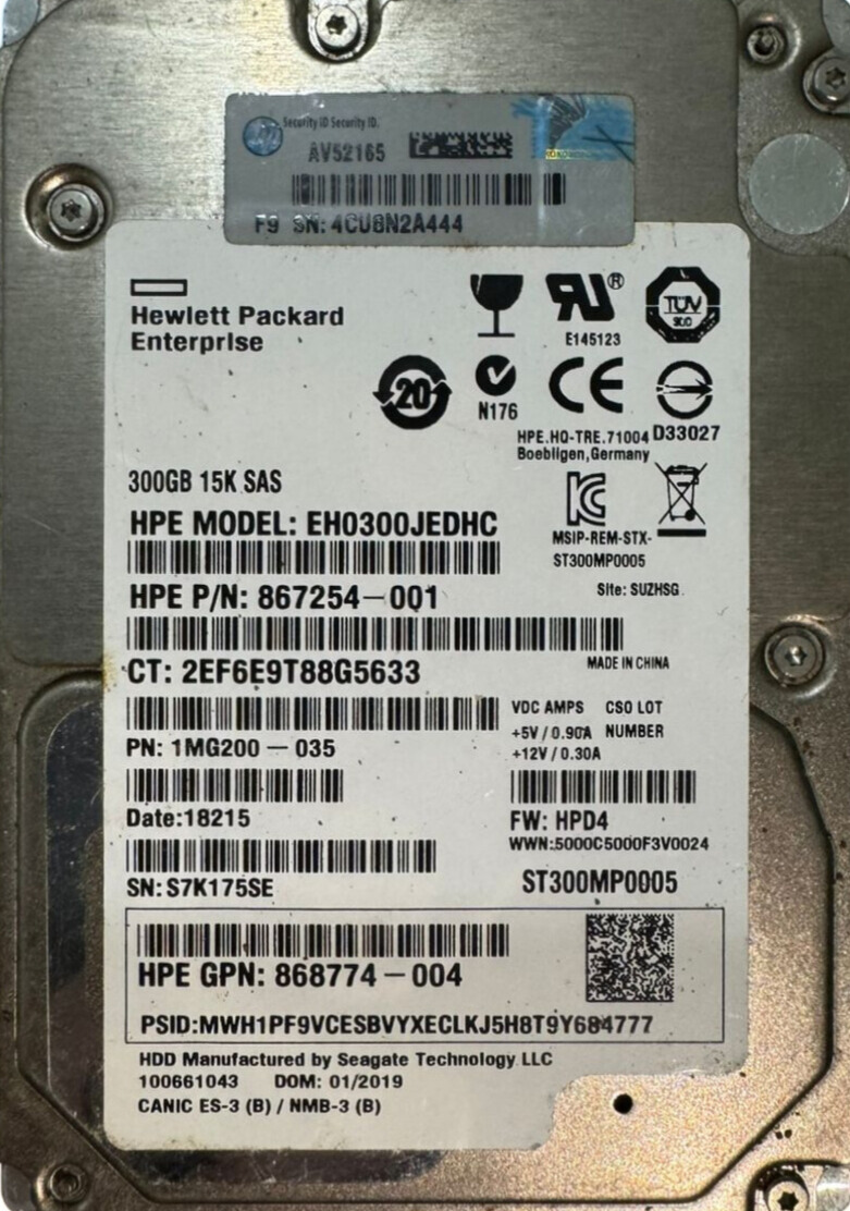 HP 300 GB 15K SAS P/N 1MG200-035