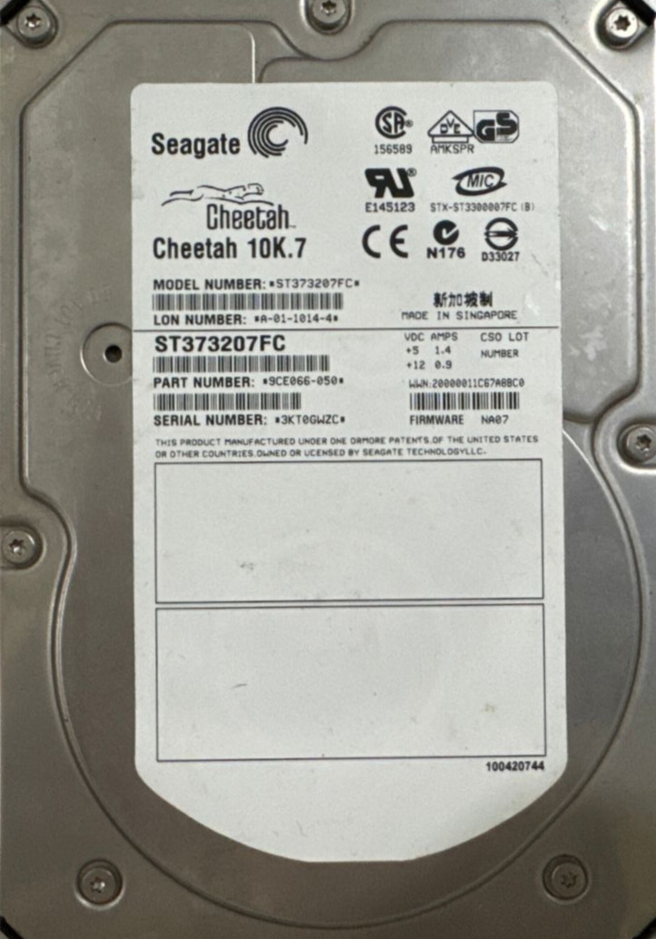 Seagate ST373207FC 73 GB  HDD FC (Fibre Channel) P/N 9CE066-050