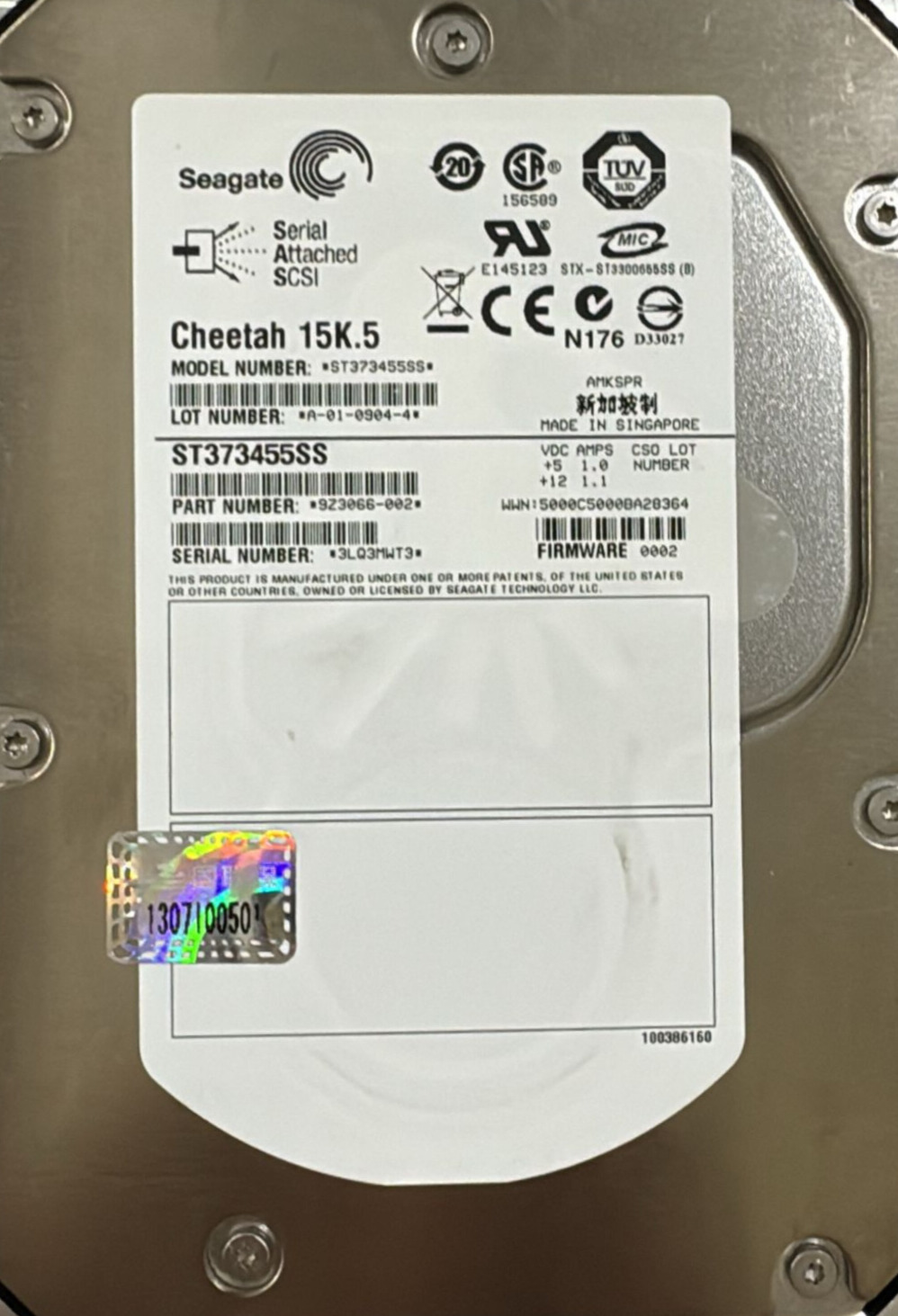 Seagate ST373455555 73 GB HDD SAS P/N 9Z3066-002